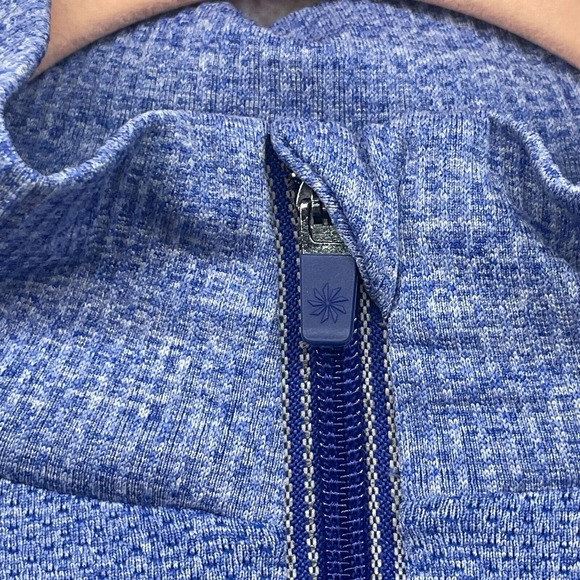 Athleta Shirt Womens Small Blue Fast Track Half Zip Ruched Pullover Workout Gym - Picture 7 of 11